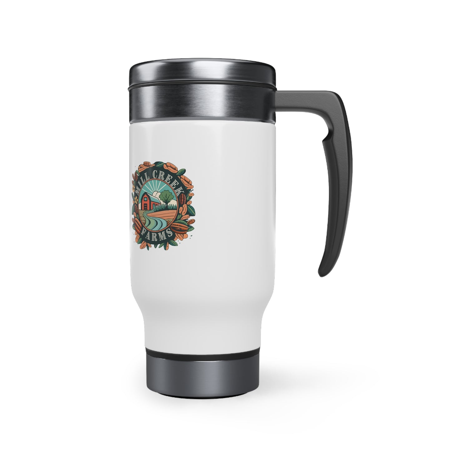 Mill Creek Farms Official Stainless Steel Travel Mug with Handle, 14oz