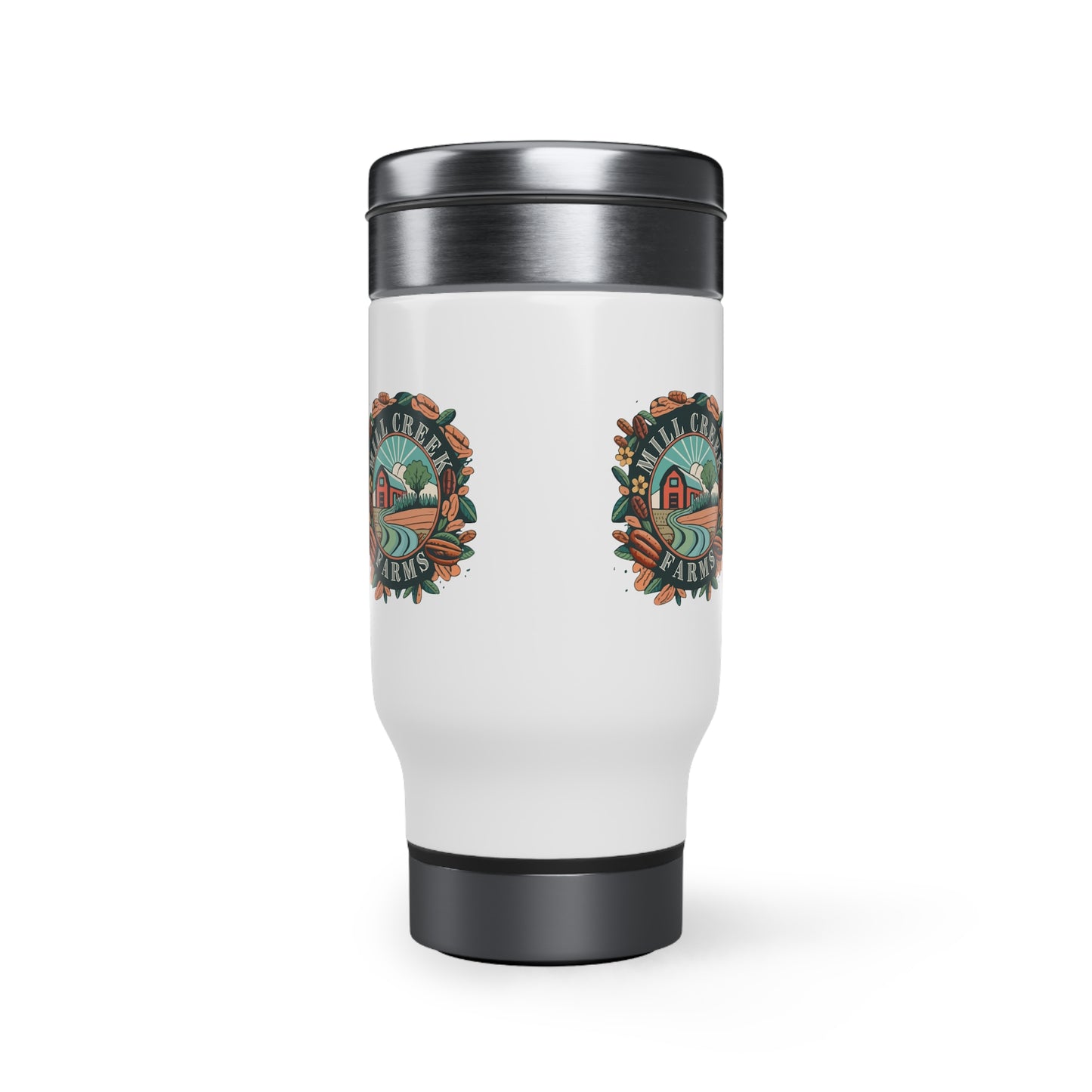Mill Creek Farms Official Stainless Steel Travel Mug with Handle, 14oz
